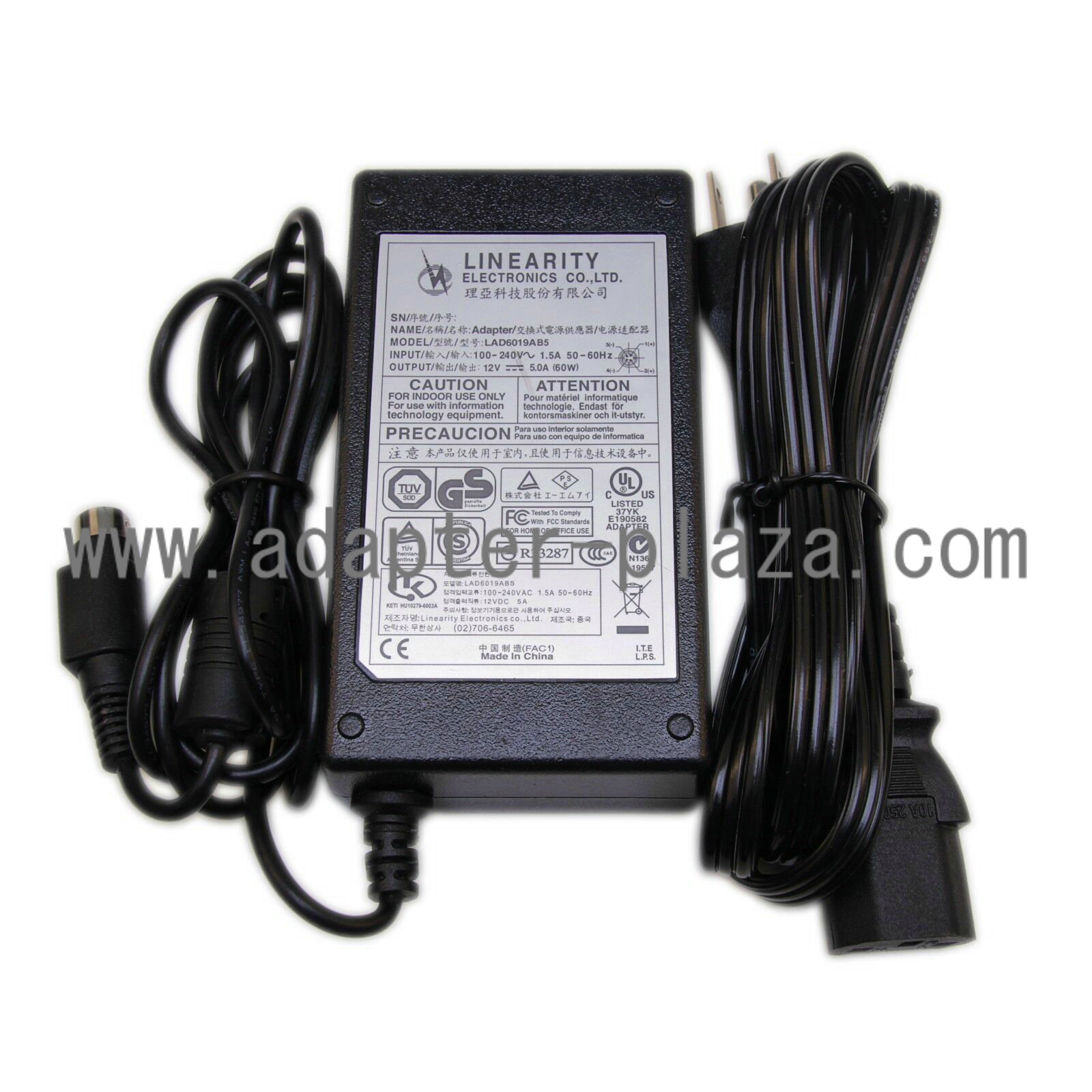 NEW LINEARITY 12V 5.0A 60W LAD6019AB5 AC/DC Adapter Power Supply Charger 4-pin